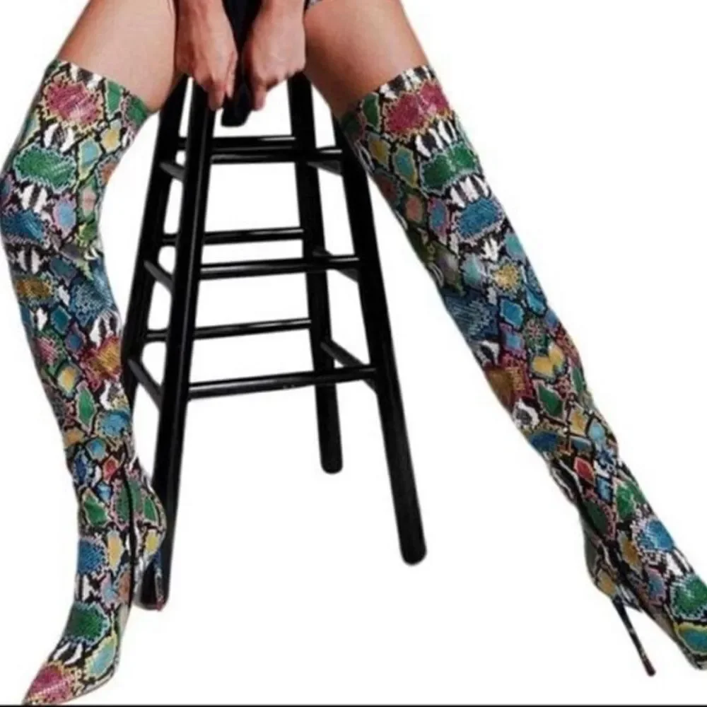 Vava bright multi Boot Over Knee Pointy Toe Boot‎ - Picture 2 of 8